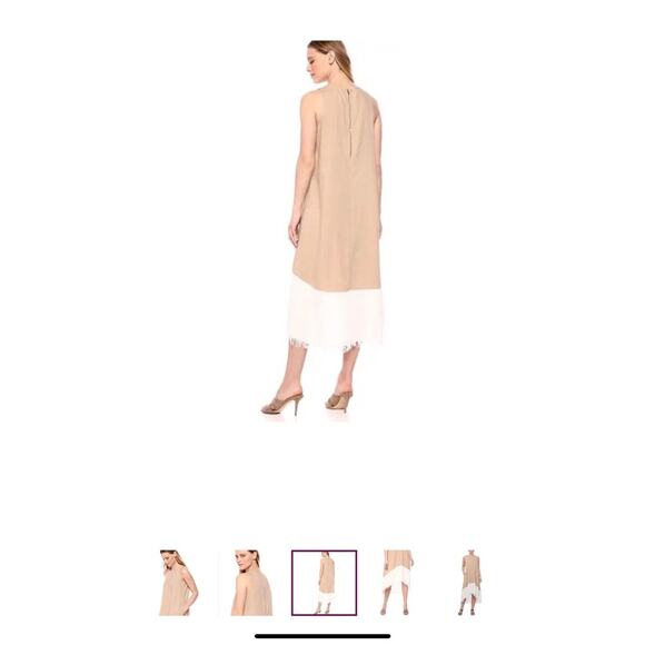 Nanette Lepore Dress Size 14 Sleeveless Cream And White Color Block Frayed Hem - Picture 3 of 15